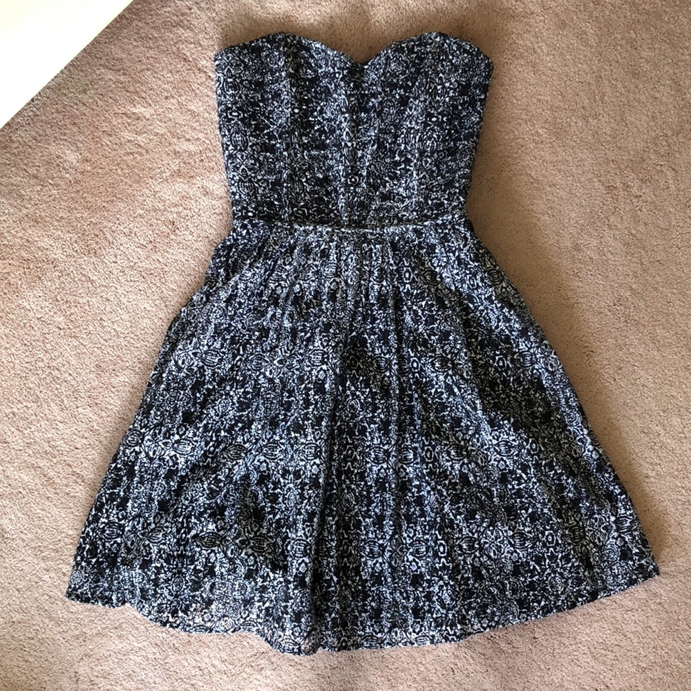 Aqua strapless jacquard dress